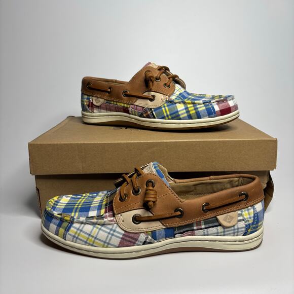 Sperry Women’s Songfish Prep Madra Plaid Boat Shoes - Picture 1 of 11